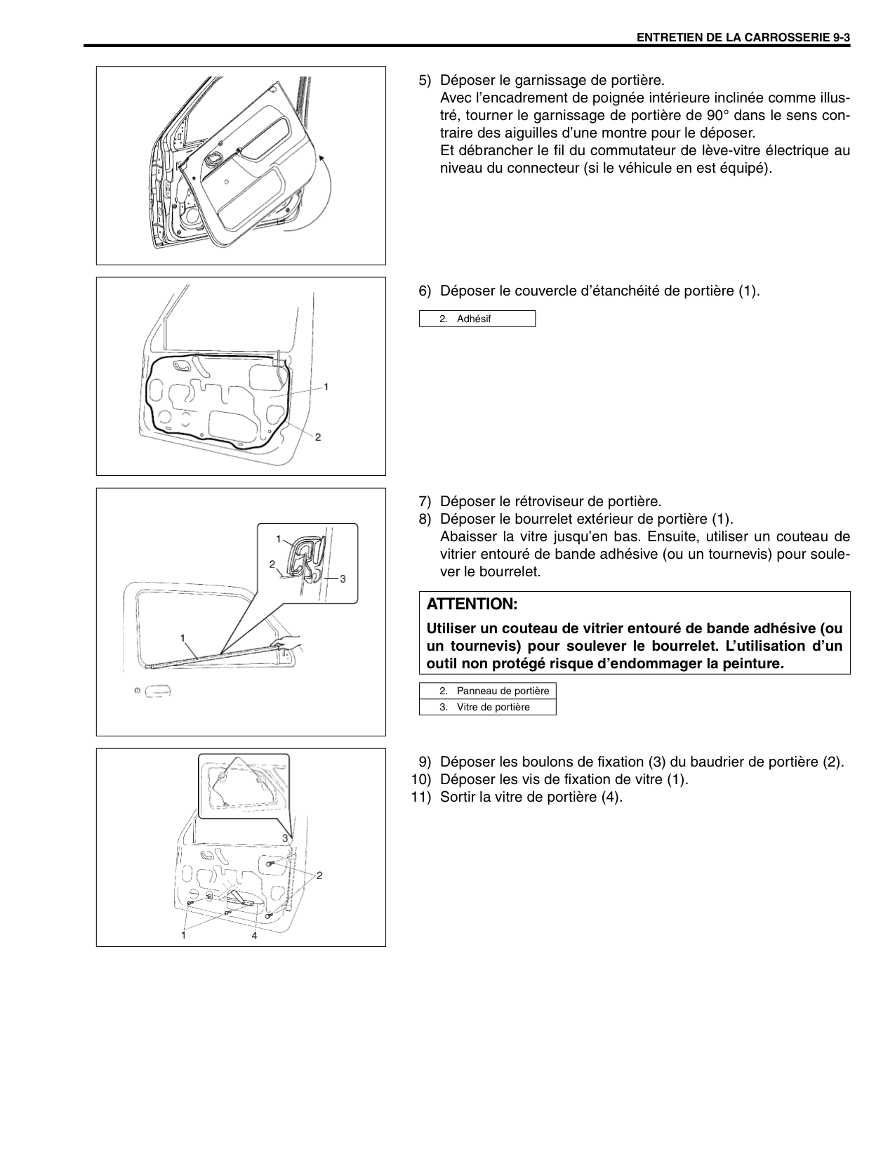 démontage garniture des portes avant 3249629950081A1001F1024