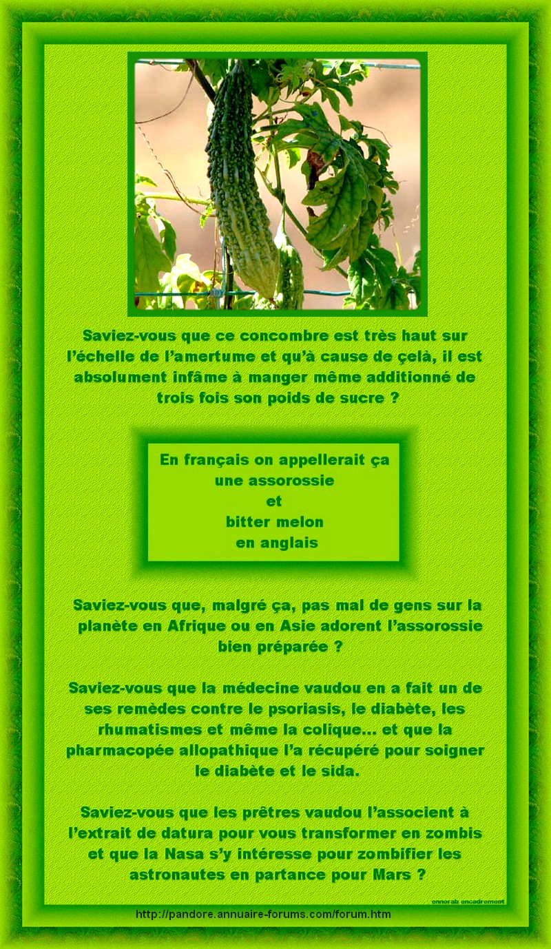 ASSOROSSIE ou BITTER MELON - LES PRETRES VAUDOU L'UTILISENT POUR VOUS TRANSFORMER EN ZOMBIE  327113Sanstitre