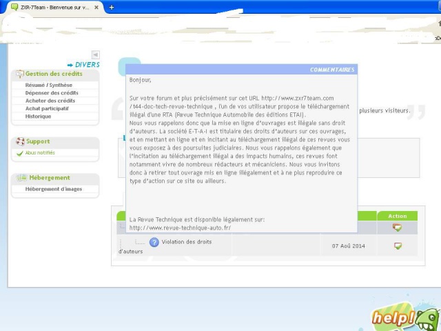 Forum et droits d'auteurs IMPORTANT merci de lire 345369ETAI