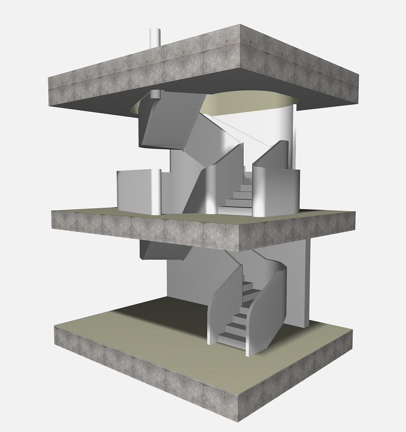 Challenge thème : "modélisation et rendu d'une maison atypique" - Silk37 & SB - ArchiCAD 17 - 3DS/V-Ray - Photoshop 515100OLSHouseEscalierVue11