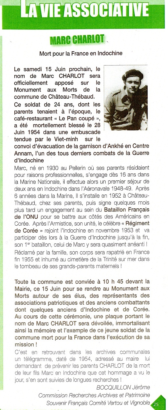 15 Juin 2013 Hommage au soldat Marc CHARLOT du Régiment de Corée Mort pour la France en Indochine  528571img477Copie