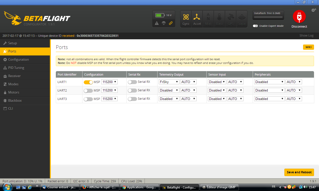 Vfas sur Frsky XSR et carte SP3 racing [RESOLU] 581540config3