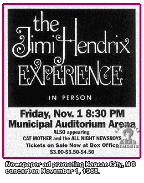 Kansas City (Municipal Auditorium Arena) : 1er novembre 1968  58938819681101Hendrix