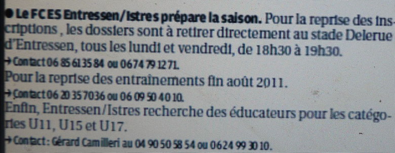 ETOILE SPORTIVE ENTRESSEN ISTRES FOOTBALL 800549P1200791