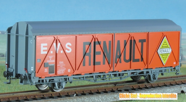 Wagon couvert EVS Hs, gris bande jaune, parois renforcées - LSM30671 - LS Models - Wagons