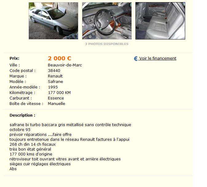 [Vente] Baccara, 95, gris 620, 177.000 km, 2.000 € S001576 979128bt3