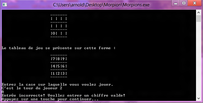 Resultat de mes deux semaines en BTS IRIS : Morpion/tic tac toe en C++ 993095scr5