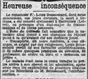 A la memoire de Louis Boussenard, 2 octobre 1910, Le Bonheur Mini_830036BoussenardLaCroix20septembre1910