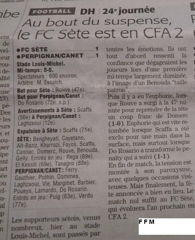 CETTE ( SETE ) ILE SINGULIERE REVIENT EN ( CHAMPIONNAT  DE)  FRANCE DE FOOTBALL AMATEUR  CFA 2 !!!!!!! 123579P1280699
