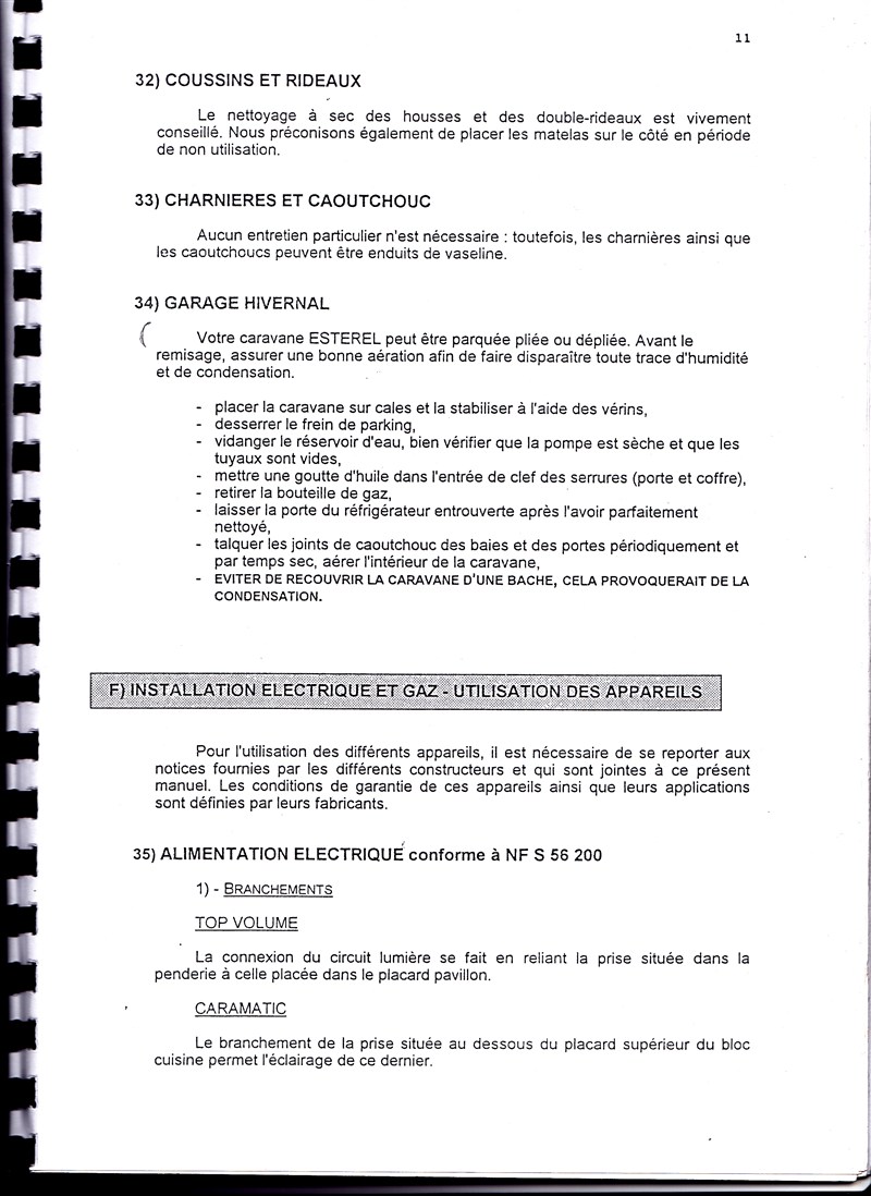Manuel d'utilisation et d'entretien des caravanes Esterel 1997/1998 123677IMG0011