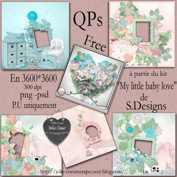 QPs & clusters free... Avec le kit " My Little Baby Love " de S.Designs  132011PVQPMyLittleBabyLoveSDesignsJolieCoeurScraps