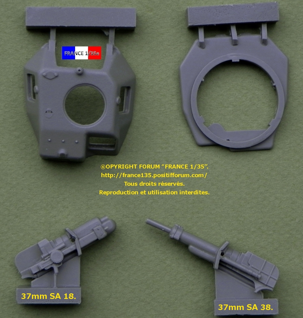 Tourelle APX-R ou APX-R1 (Turret with 3,7cm L/71 and 3,7cm Sa38 for Hotchkiss H39 Bronco Kit). Brach Model, 1/35, ref BM 088. Résine. 180857FRANCE135TOURELLEAPXRBRACHMODEL135REFBM08802