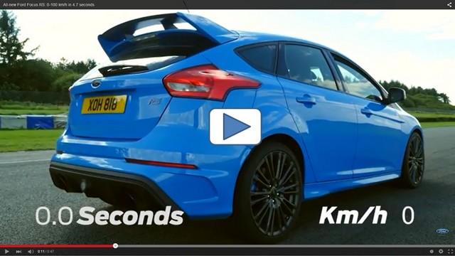 Nouvelle Ford Focus RS : 0 à 100 Km/h en 4,7 secondes et 266 Km/h. A partir de 38 600 euros 18997777138