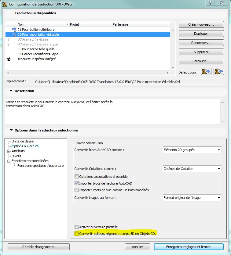 Importation 3D DWG  225212Traducteur