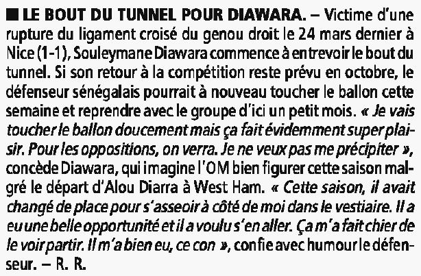 [Souleymane Diawara] de retour à la compétition, mais à quand pour le foot ? 23204920120813094413