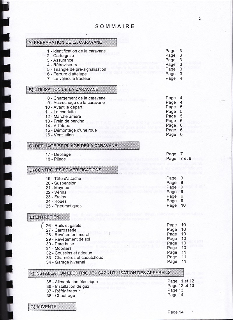 Manuel d'utilisation et d'entretien des caravanes Esterel 1997/1998 237232IMG0002