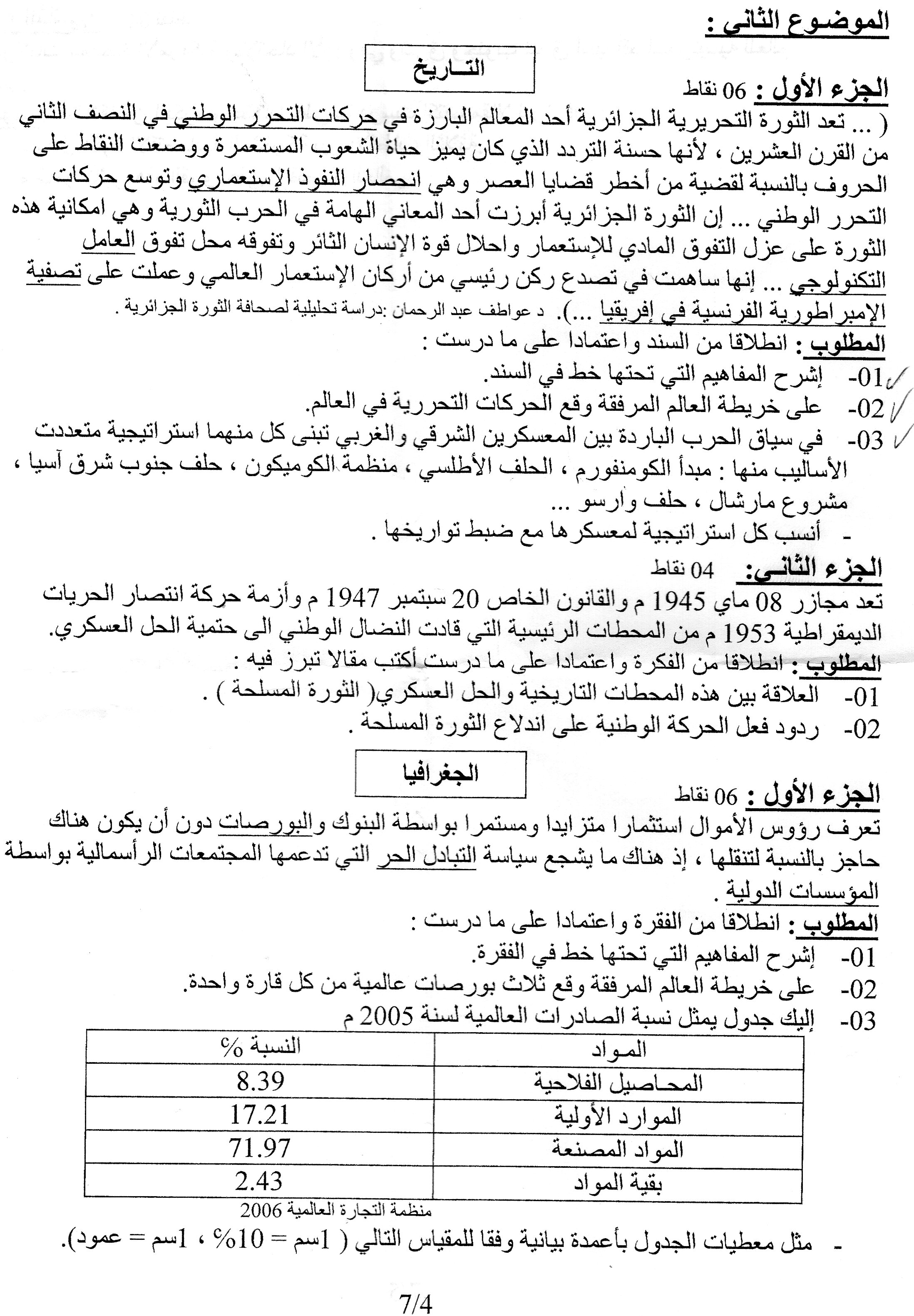 جميع مواضيع البكالوريا التجريبية لولاية باتنة (موحدة). 244205HisgeoGE3