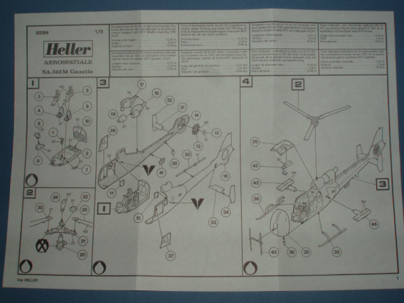 Hélicoptère Gazelle SA 342 M maquette Heller au 1/72 273715airfix142