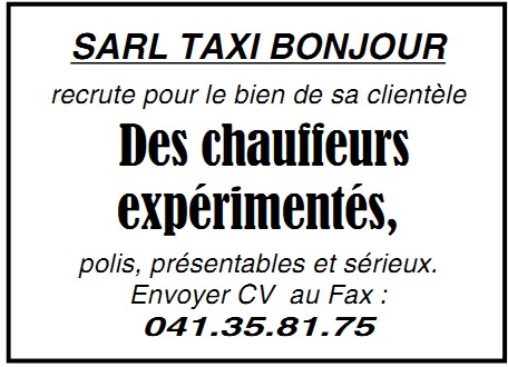 اعلان توظيف سائقين في شركة TAXI BONJOUR 281264chauf