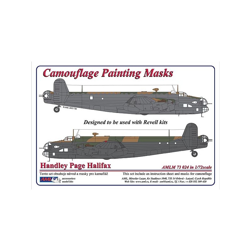 Handley Page Halifax REVELL 1/72 282044handleypagehalifaxmkiicamouflagepaintingmasks