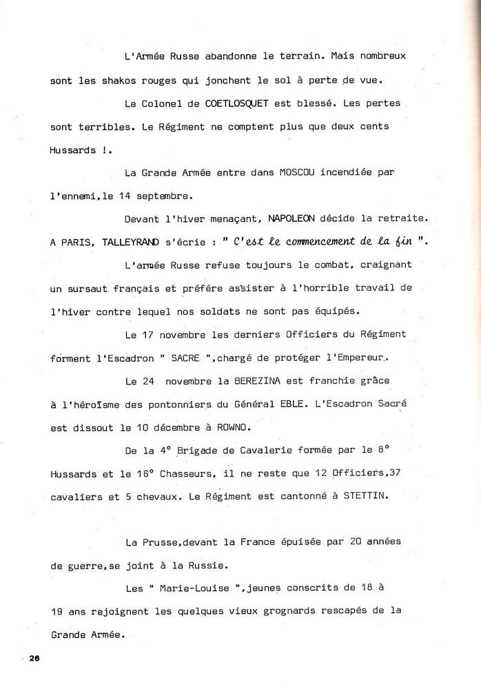  L'épopée Napoléonienne du 8 ème Régiment de Hussards  - Page 2 354694Historique8RHN26