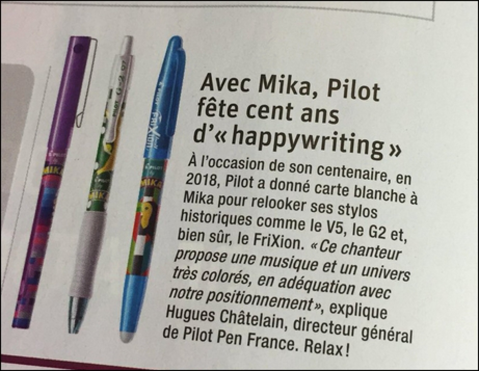 Mika devient l'Ambassadeur de Pilot ! 386418mikapresse