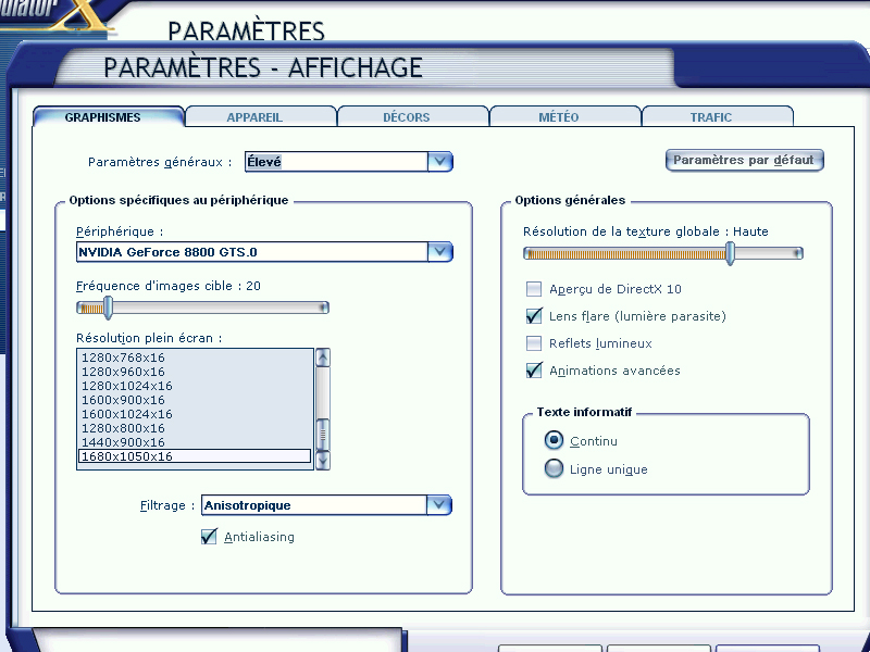 Mes reglages 388650PARAM1