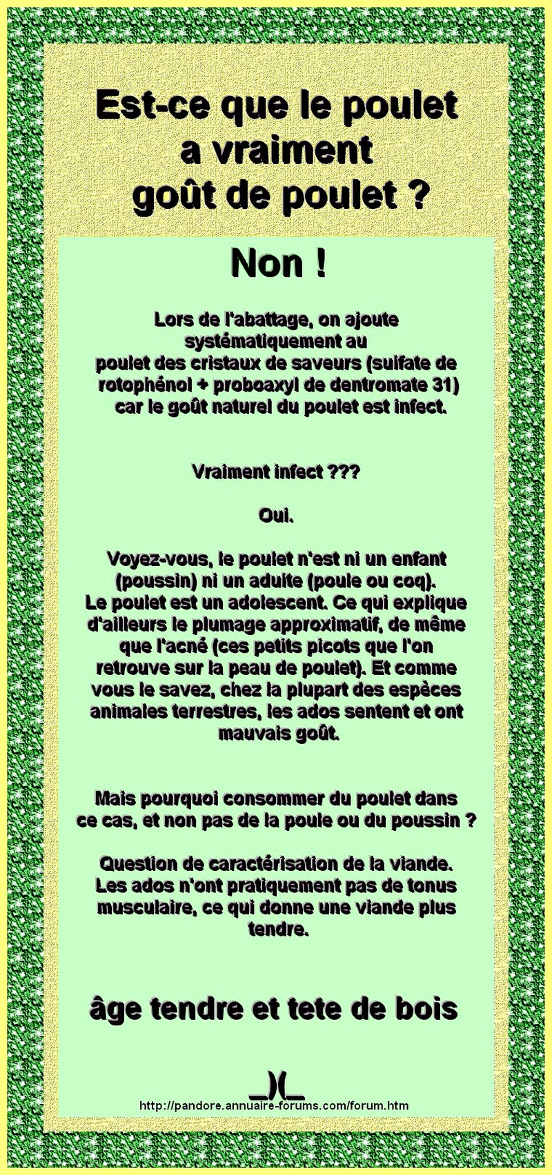 LE GOUT DU POULET - LE GOÛT NATUREL EST INFECT  46362465