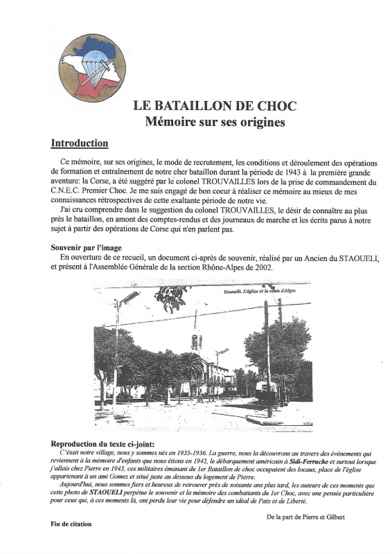 Le 1er Bataillon de Choc à STAOUELI en 1943  par Maurice DOUET (2002) 489020992