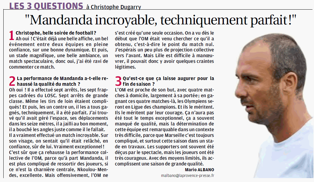 Zubizarreta - [Ancien joueur de l'OM] Christophe Dugarry 50291220130416131628