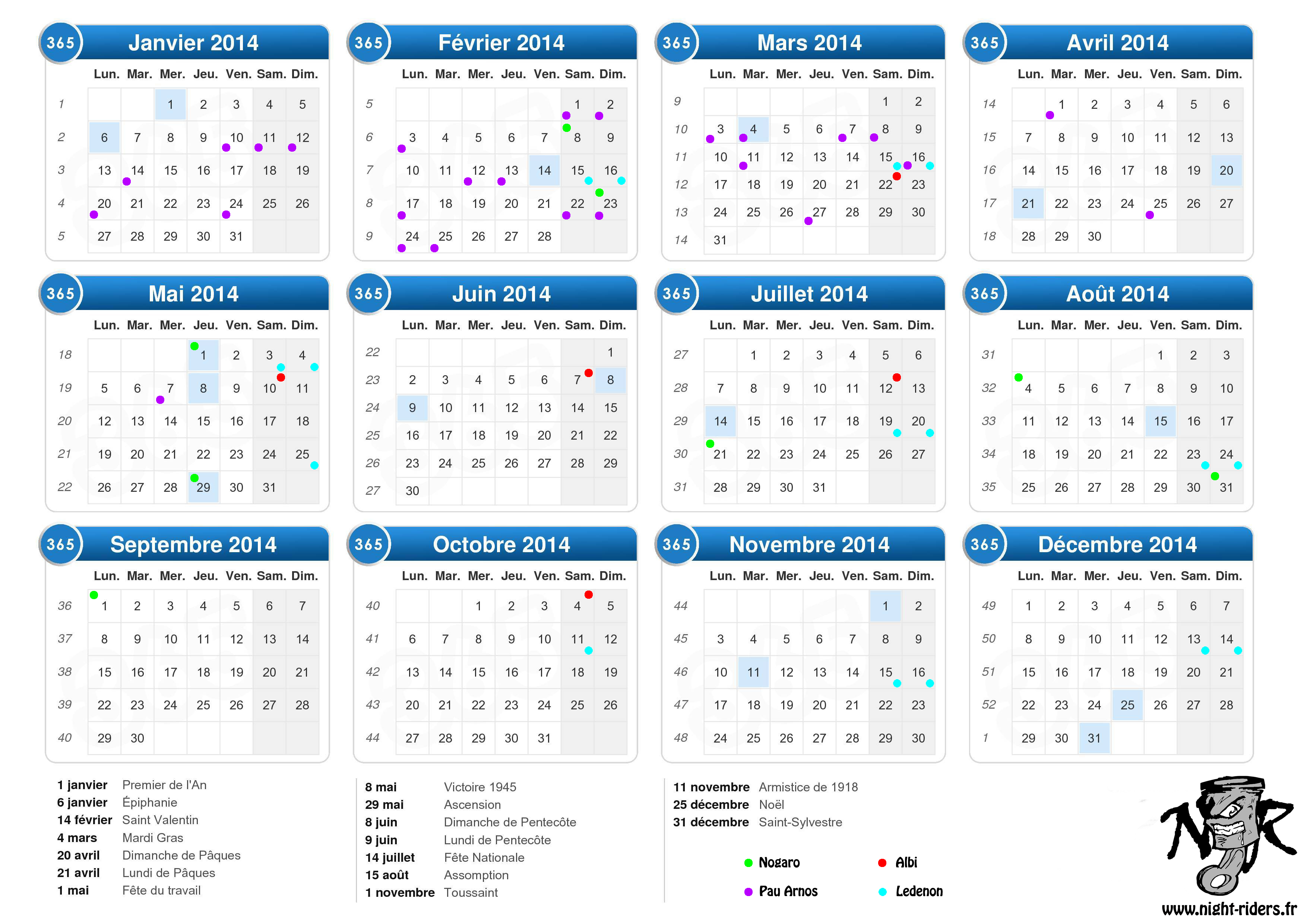 Infos générales circuits 543512Calendriercircuits2014