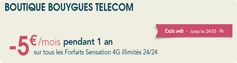 Sensation - Vente flash : -5€  sur les forfaits Sensation pendant 12 mois jusqu'à lundi 5509181395125112