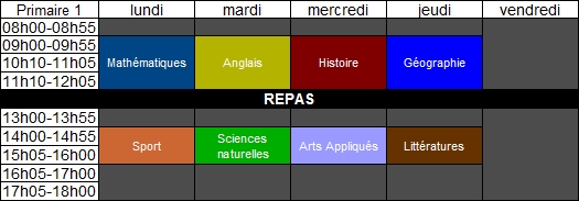 Emplois du temps 617652Primaire1