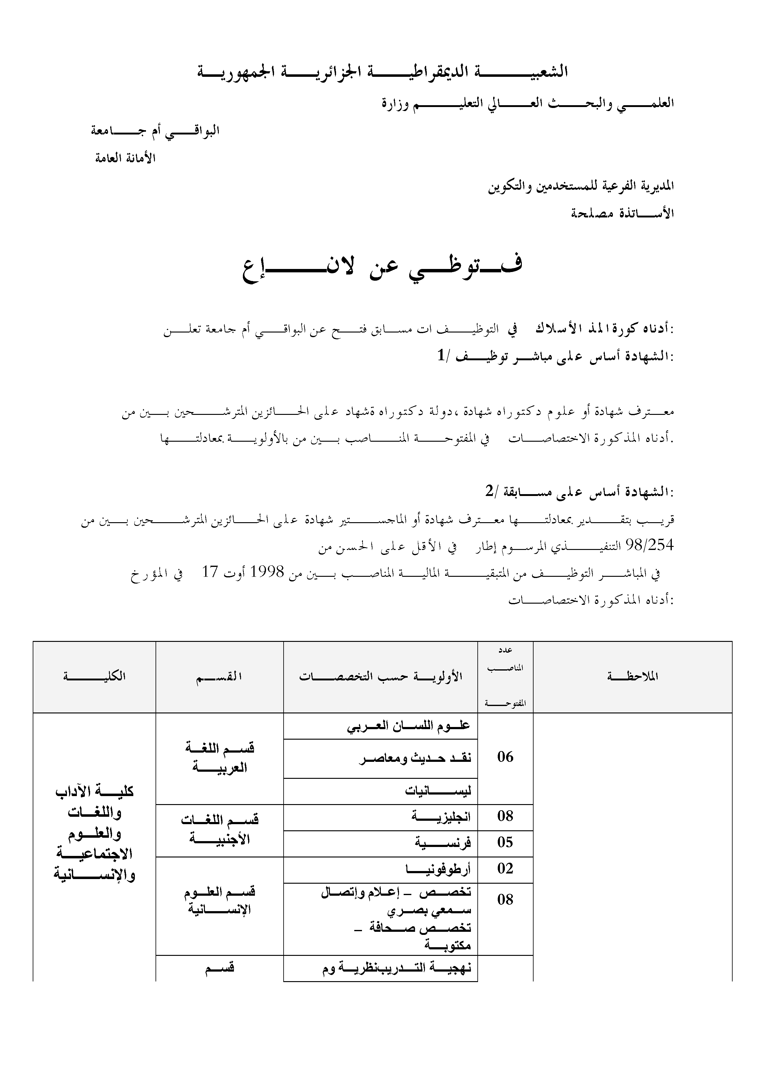   مسابقات توظيف الأساتذة المساعدين و الباحثين 2012 - 2013 ...موضوع متجدد 695559recrutement20120001