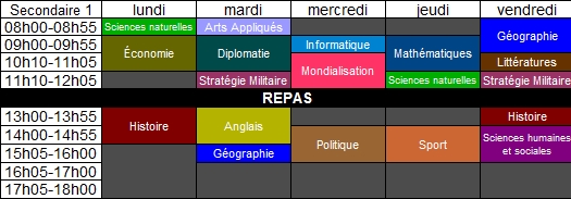 Emplois du temps 713574Secondaire1