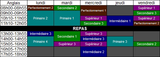 Emplois du temps 750909Anglais