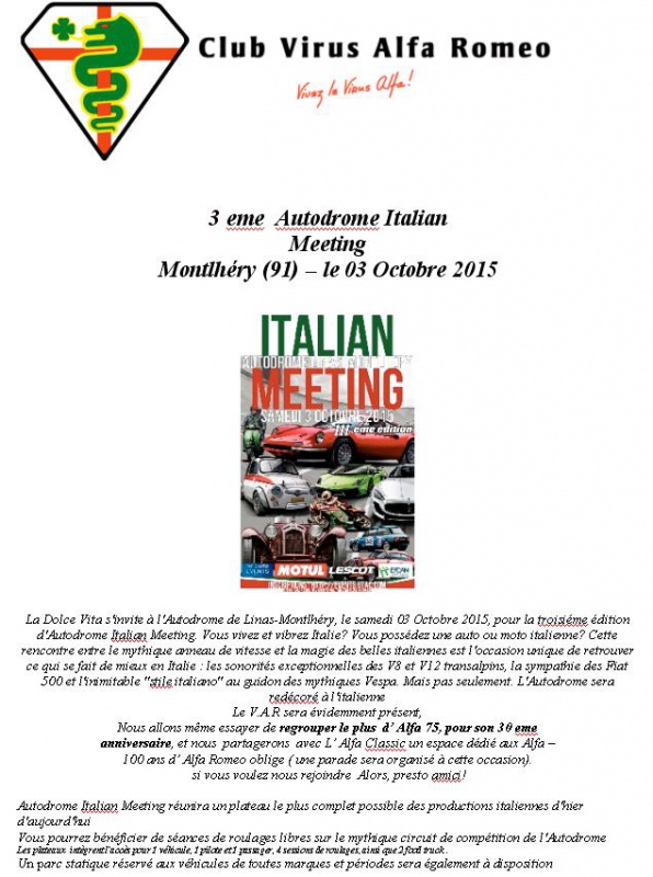 ITALIAN MEETING A MONTHLERY LE 3 OCTOBRE 2015  756845FLYER