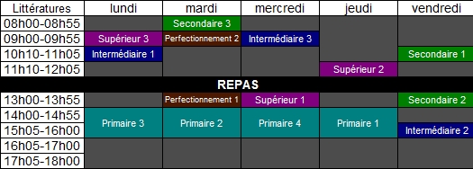 Emplois du temps 768438LIttratures