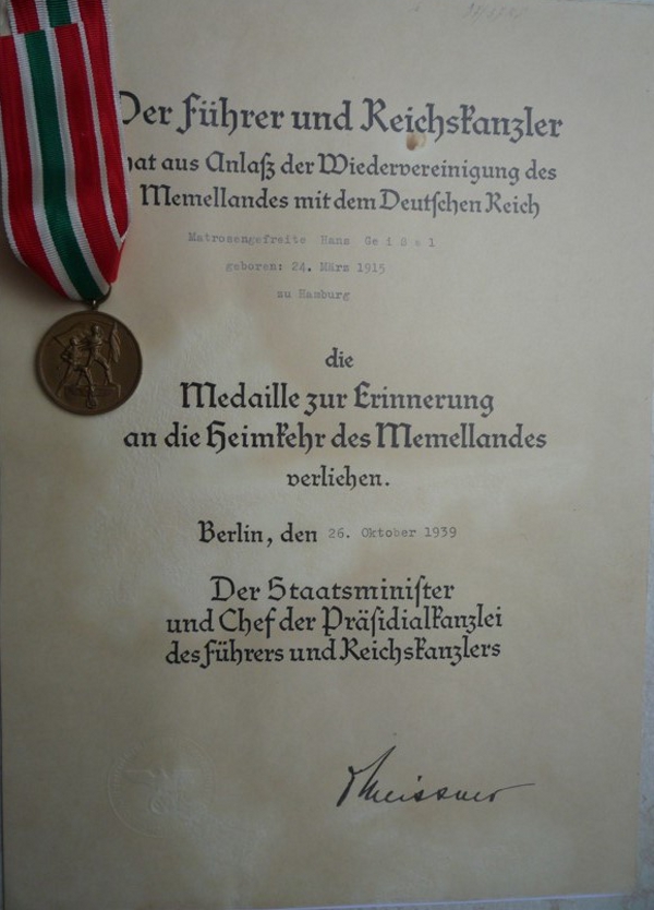 La medaille de memel 1939 78074101medailememelandesdekret