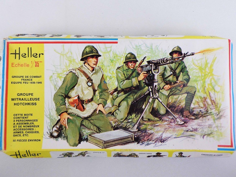 Groupe de combat FRANCE équipe feu 1939-1945 Groupe mitrailleuse HOTCHKISS 1/35ème Réf 143 783411Heller143GCFMitailleuseHotchkiss001