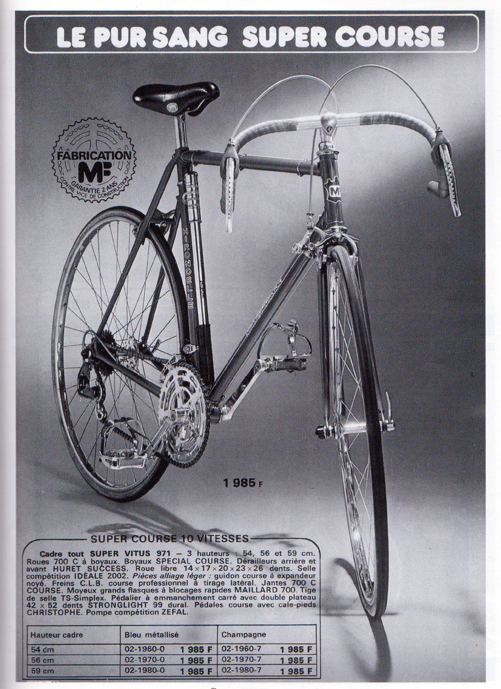 Vélo De Course Ancien Manufrance Hirondelle 1960