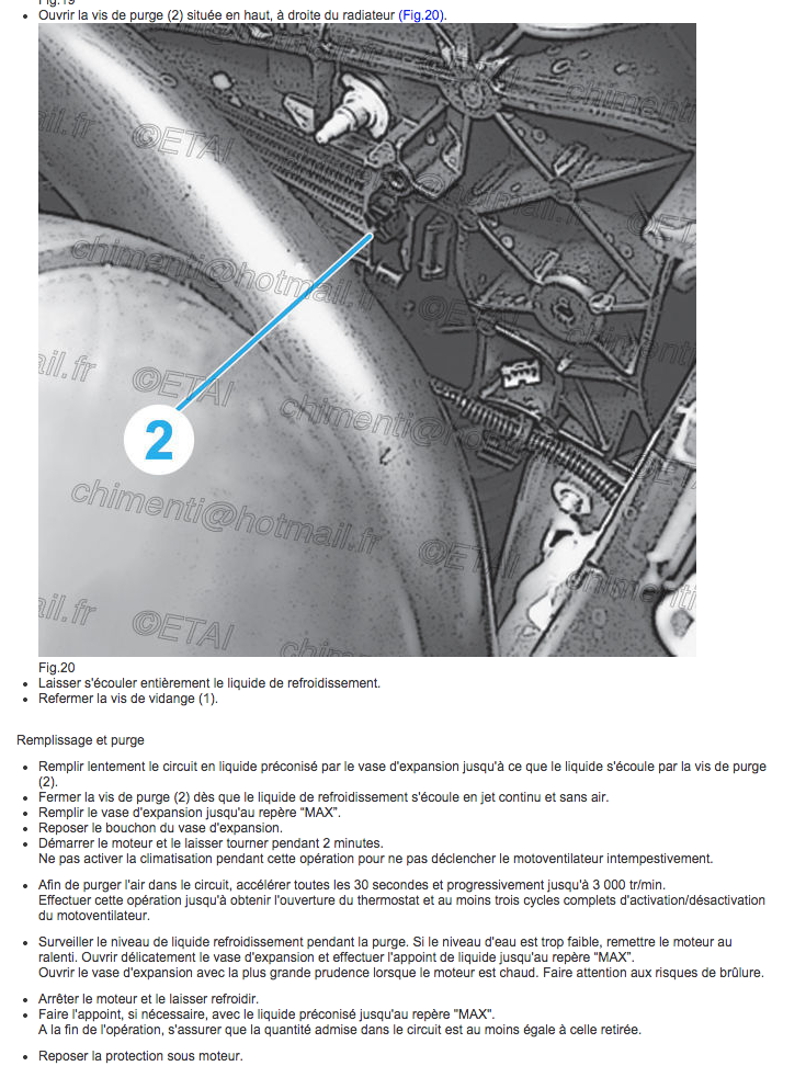 Comment faire la purge du liquide de refroidissement ?