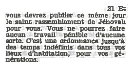 La vielle traduction des Témoins de Jéhovah 811306Lvitique2321