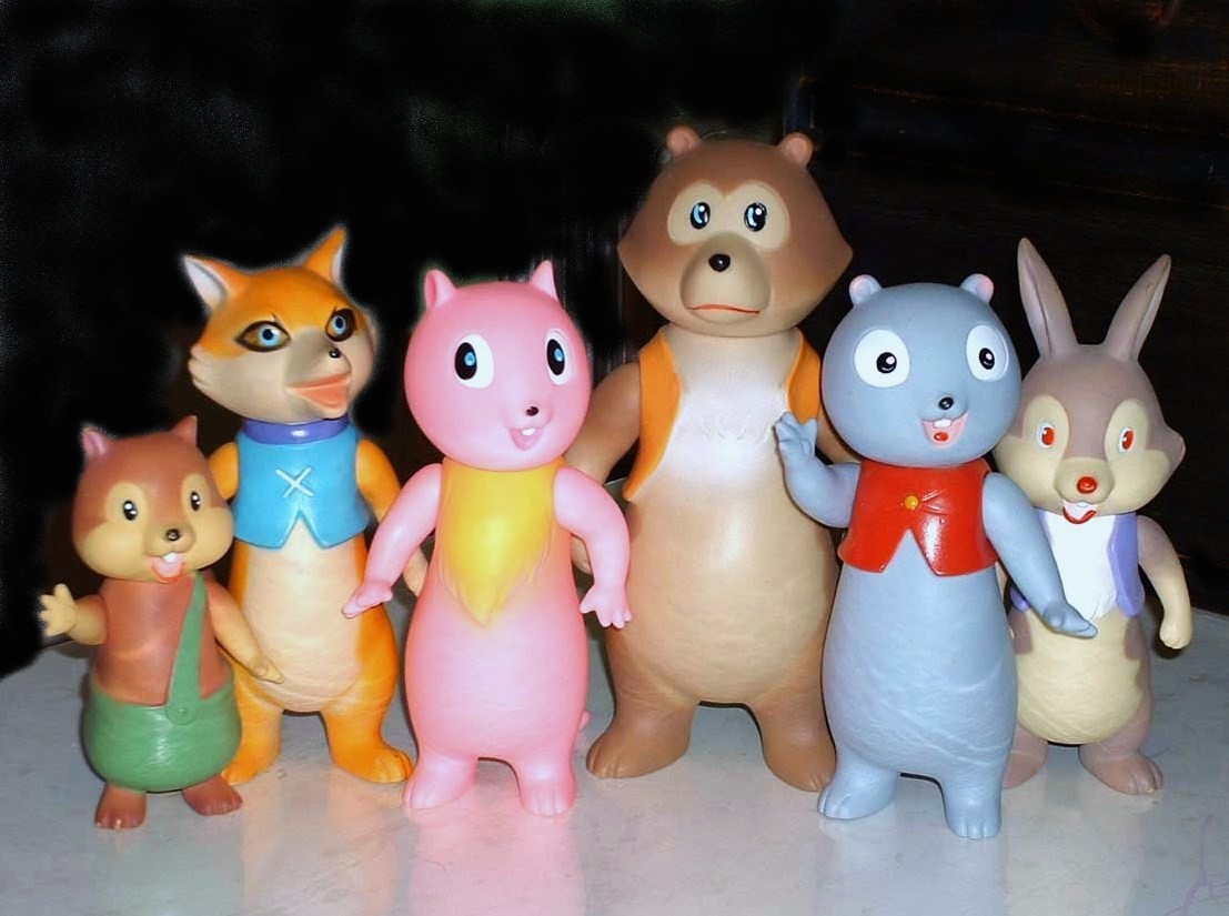 Lot De 2 Pouets Asakusa Toys (Japon) - Jouet En Plastique Qui Couine - Vintage