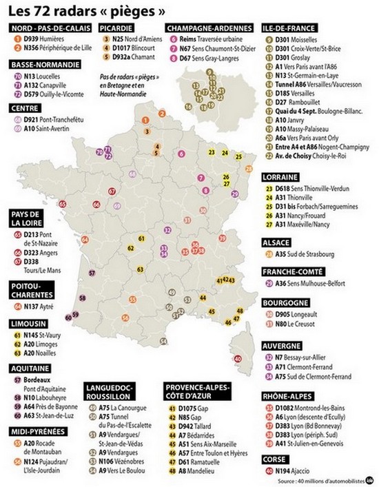 "Raconte-moi ton radar" : le bilan des radars "piège" en France 866794cartedes72radarspieges