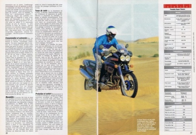 Article Vintage original sur XTZ 750 super ténéré 873648p8et9