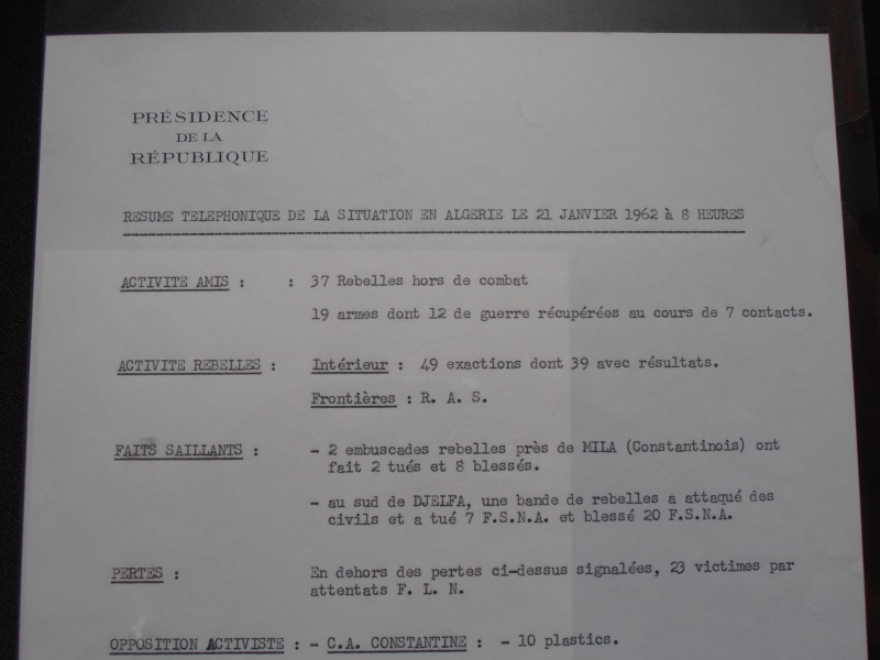 Document et lettre du Général  De Gaulle Guerre D'Algérie  894705P8160010