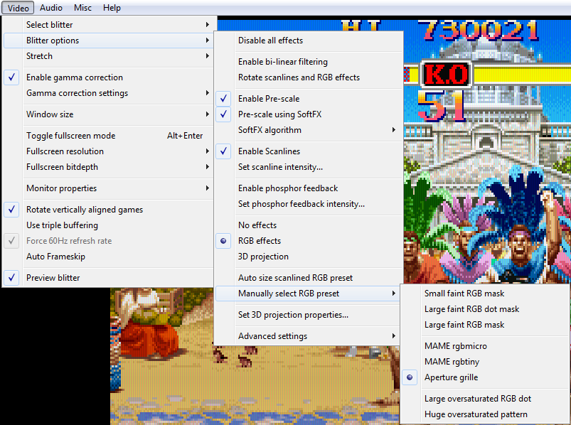 Réglage Vidéo de Fightcade 906756Settings