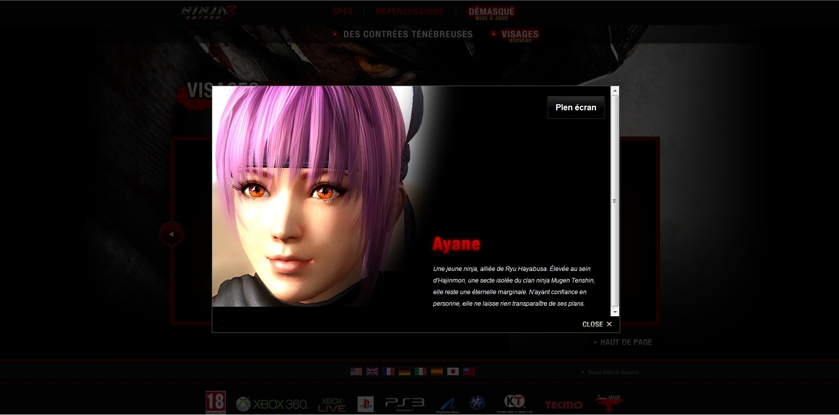 Le site officiel de la Team Ninja et le site officiel de Ninja Gaiden 3 948253ayane2