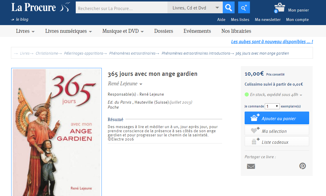 365 jours avec mon Ange Gardien 958297A01